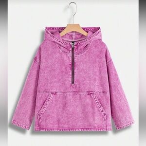 SHEIN Vintage Pink Quarter-Zip Hoodie